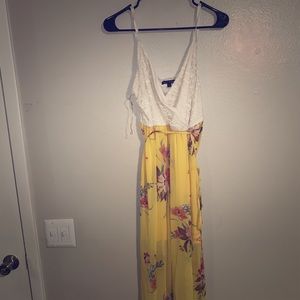 Yellow floral high low dress.  Junior size
